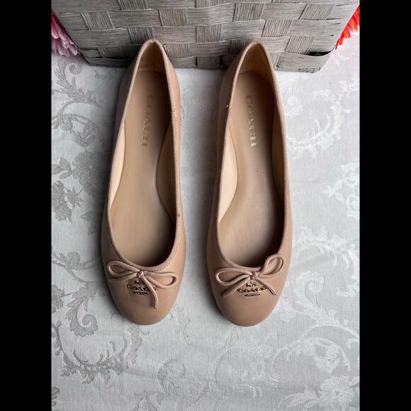 Coach Womens Shoes Size 9 Tan Leather Ballet Flats - Picture 4 of 14